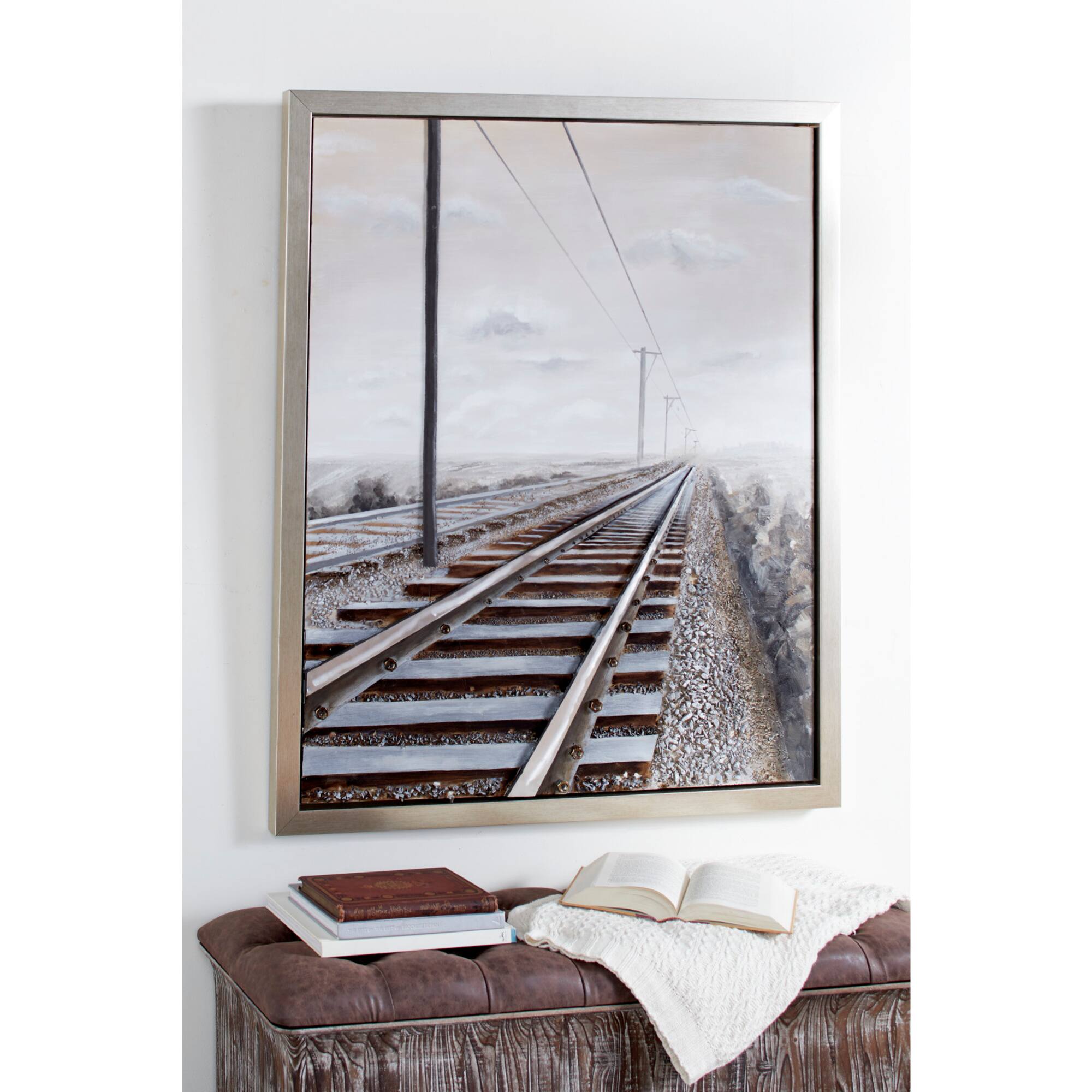 Gray Industrial Railroad Canvas Wall Art, 53" x 44"